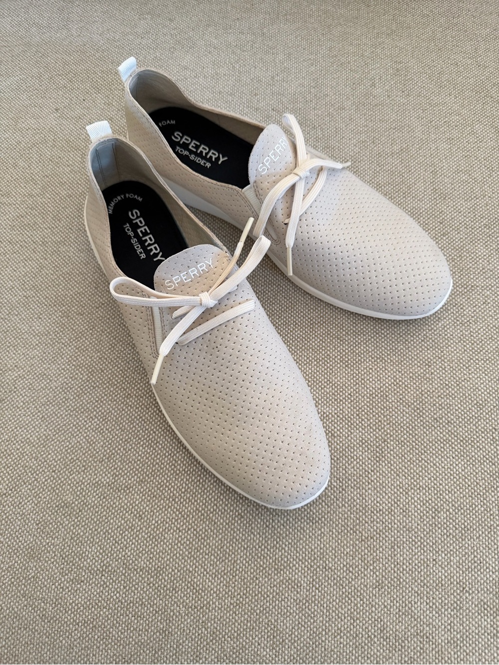Sperry Women’s Perforated Boat Shoe in Light Beige
